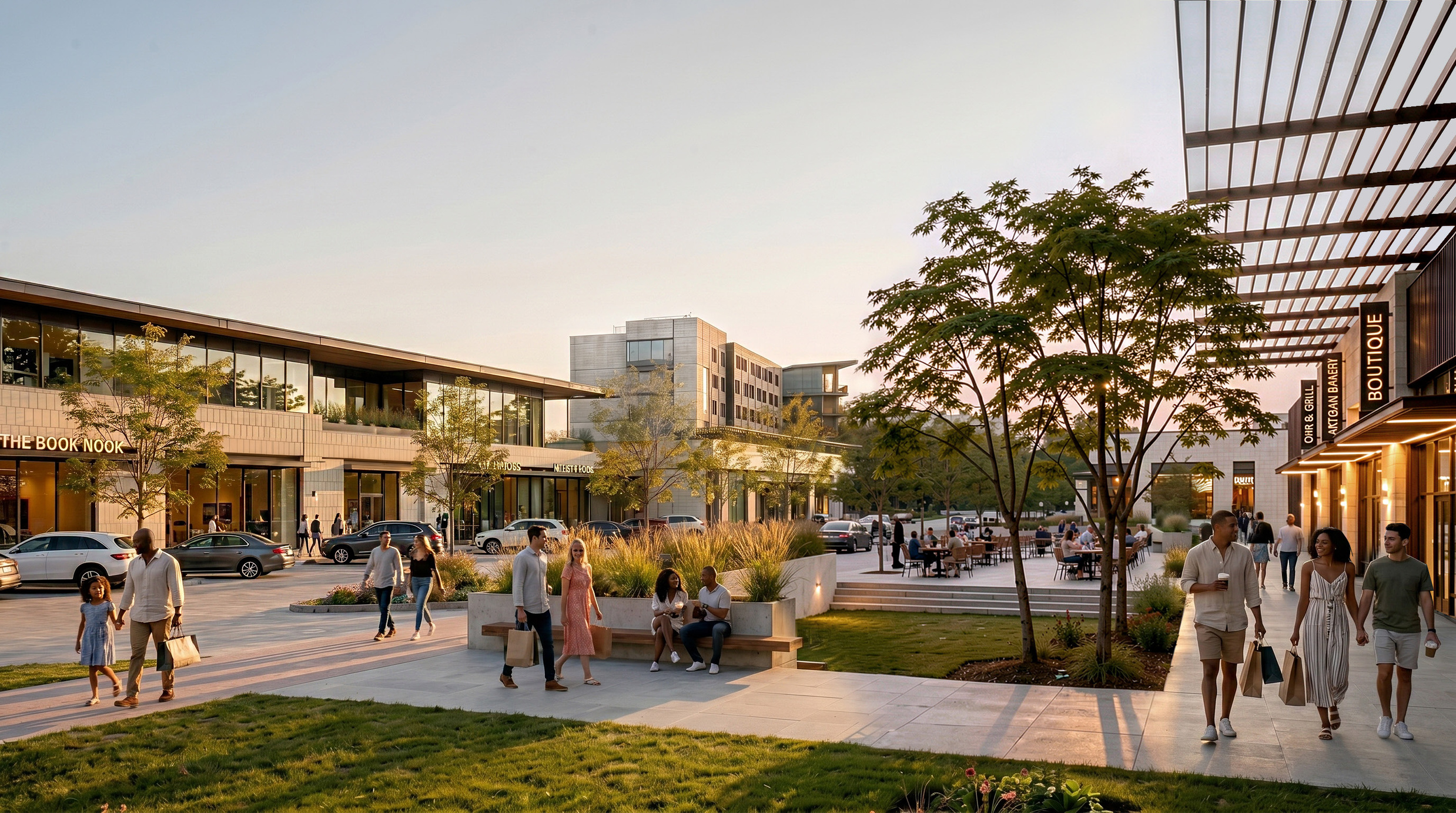 Lake Walk Town Center retail and restaurant district rendering
